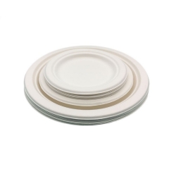 Disposable Round Paper Bagasse Sugarcane Biodegradable Plates For Dinner