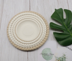 Disposable compostable sugarcane bagasse pulp round plates