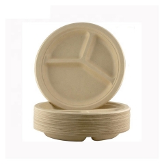 Natural Sugarcane Bagasse 9 Compartment Biodegradable Food Plate