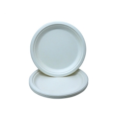 Nouveau design en gros assiette ronde jetable en pulpe de bagasse de canne à sucre biodégradable