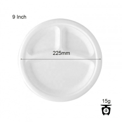 Hot sales 9 Inch Biodegradable 3 Compartment Sugarcane Bagasse Plate