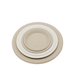 Eco friendly disposable degradable sugarcane embossed round plates for food