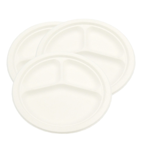 Eco-friendly Food Container Sugarcane Round Plates Tableware Disposable Takeaway Plates