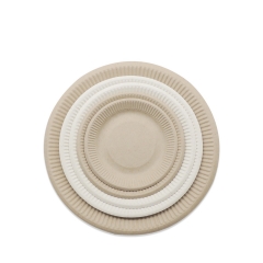 New arrival disposable biodegradable sugarcane paper pulp round plates for food
