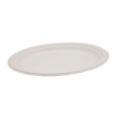 Popular disposable sugarcane bagasse compostable oval party food plates