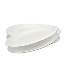 Hot sale disposable compostable bagasse pulp oval plate for restaurant