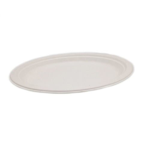 Placa oval barata biodegradable disponible de la cena del bagazo de la caña de azúcar natural para el partido