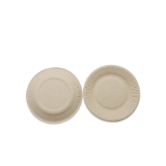 Eco friendly disposable degradable sugarcane embossed round plates for food