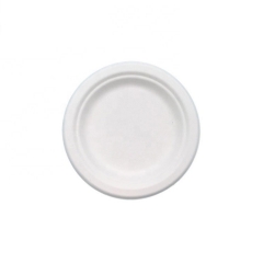 White Disposable Biodegradable Sugarcane Round Food Plate For Wedding