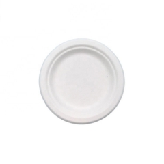 White Disposable Biodegradable Sugarcane Round Food Plate For Wedding