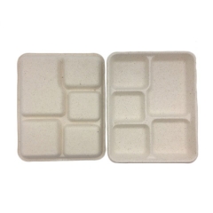 Microwaveable disposable biodegradable sugarcane food tray