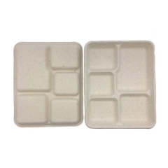 High quality biodegradable disposable bagasse paper food tray for lunch