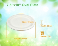 Plaques ovales jetables biodégradables qui respecte l'environnement de papier de bagasse de forme ovale