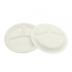 Sugarcane 3-compartment Plate Compostable Bagasse Plate Party Plates Disposable