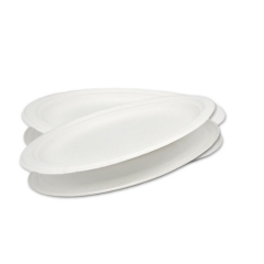 Prato oval de restaurante biodegradável para levar prato de papel de cana