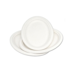 Овальная тарелка для ресторана биоразлагаемая бумажная тарелка из сахарного тростника на вынос