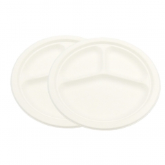 Top quality sugarcane bagasse round disposable plates dishes compostable biodegradable plates