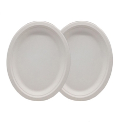 Natural sugarcane disposable biodegradable cheap bagasse dinner oval plate for party