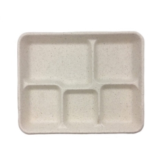 Bandeja de comida de caña de azúcar biodegradable desechable para microondas