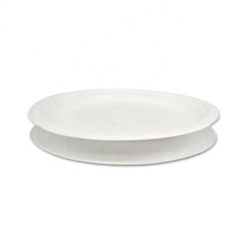 Round biodegradable disposable sugarcane tray