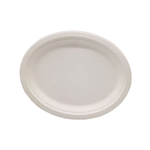 Assiettes de fête ovales en bagasse jetables biodégradables de vente chaude