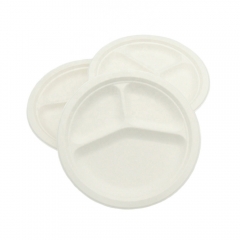 Microwaveable 100% biodegradable disposable sugarcane round food plate