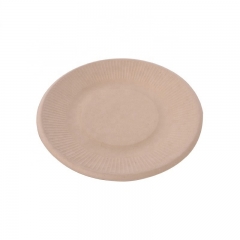 High Quality 8 Inch Striped Disposable Bagasse Biodegradable Sugarcane Plate