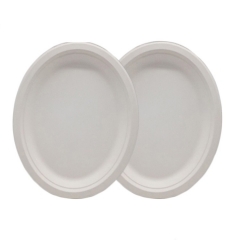Popular disposable sugarcane bagasse compostable oval party food plates