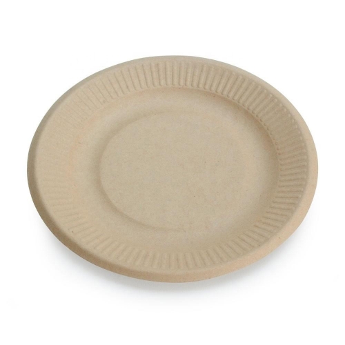 High Quality 8 Inch Striped Disposable Bagasse Biodegradable Sugarcane Plate