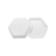 Hexagonal Cake Tray Biodegradable Sugarcane Bagasse Cake Plate