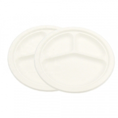 Round 10 Inch 3 Compartment disposable biodegradable plates