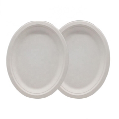 Microwaveable biodegradable bagasse oval cake plates for wedding