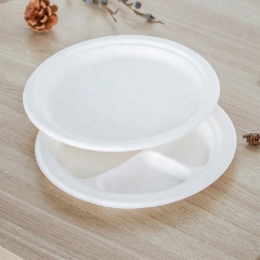 Vaisselle en bagasse biodégradable de vente chaude Assiette de canne à sucre de 6 pouces