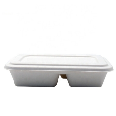 Biodegradable Sugarcane 4 Compartment Food Bagasse Tray with Lid