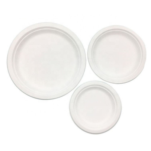 9 Inch Biodegradable Bagasse Disposable Elegant Sugar Cane Plates for Party