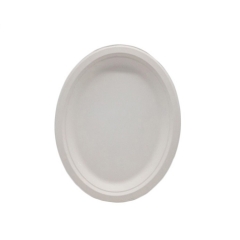 Einweg biologisch abbaubare weiße Bagasse Teller Kompostierbare ovale Teller