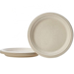 9 Inch Biodegradable Bagasse Disposable Elegant Sugar Cane Plates for Party