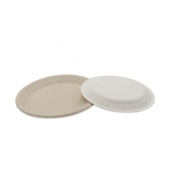 Assiette Biodégradable Bagasse Compostable Assiettes Rondes Gaufrées Canne à Sucre