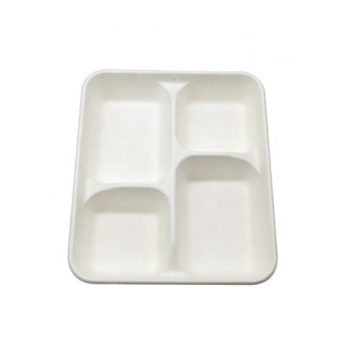 Biodegradable Disposable Paper Packaging Bagasse Pulp Tray for Food