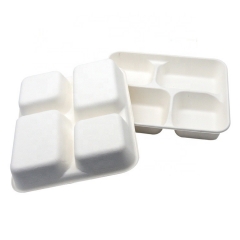 Biodegradable Disposable Paper Packaging Bagasse Pulp Tray for Food