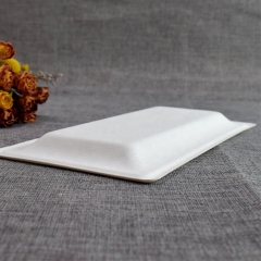 สี่เหลี่ยมผืนผ้าอ้อยที่ย่อยสลายได้แผ่นทิ้งย่อยสลายได้สำหรับอาหารเย็น