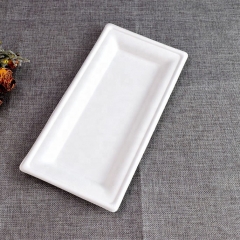 Platos desechables rectangulares compostables de caña de azúcar biodegradables para vajilla