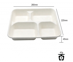 Bandeja de pulpa de bagazo de embalaje de papel desechable biodegradable para alimentos
