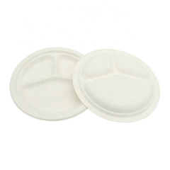 3 Compartment Eco-friendly 9 Inch Biodegradable Bagasse Sugarcane Plate