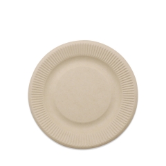 Assiette Biodégradable Bagasse Compostable Assiettes Rondes Gaufrées Canne à Sucre