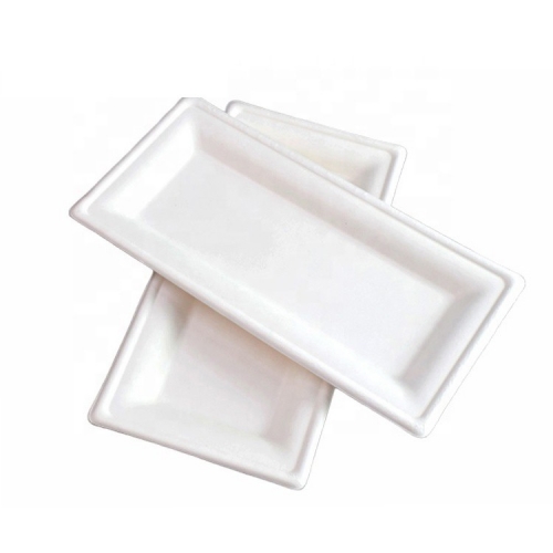 Plaques jetables de rectangle de canne à sucre compostables biodégradables pour la vaisselle