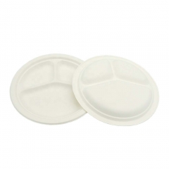 Assiettes 3 Compartiments Assiette Bagasse Canne à Sucre Pour Déjeuner