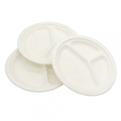 Assiettes 3 Compartiments Assiette Bagasse Canne à Sucre Pour Déjeuner