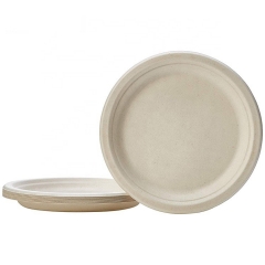 7 Inch Biodegradable Natual Sugar Cane Tableware Disposable Bagasse Plate
