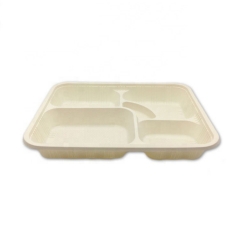 Bandeja compostal desechable biodegradable de 4/5 compartimentos para alimentos